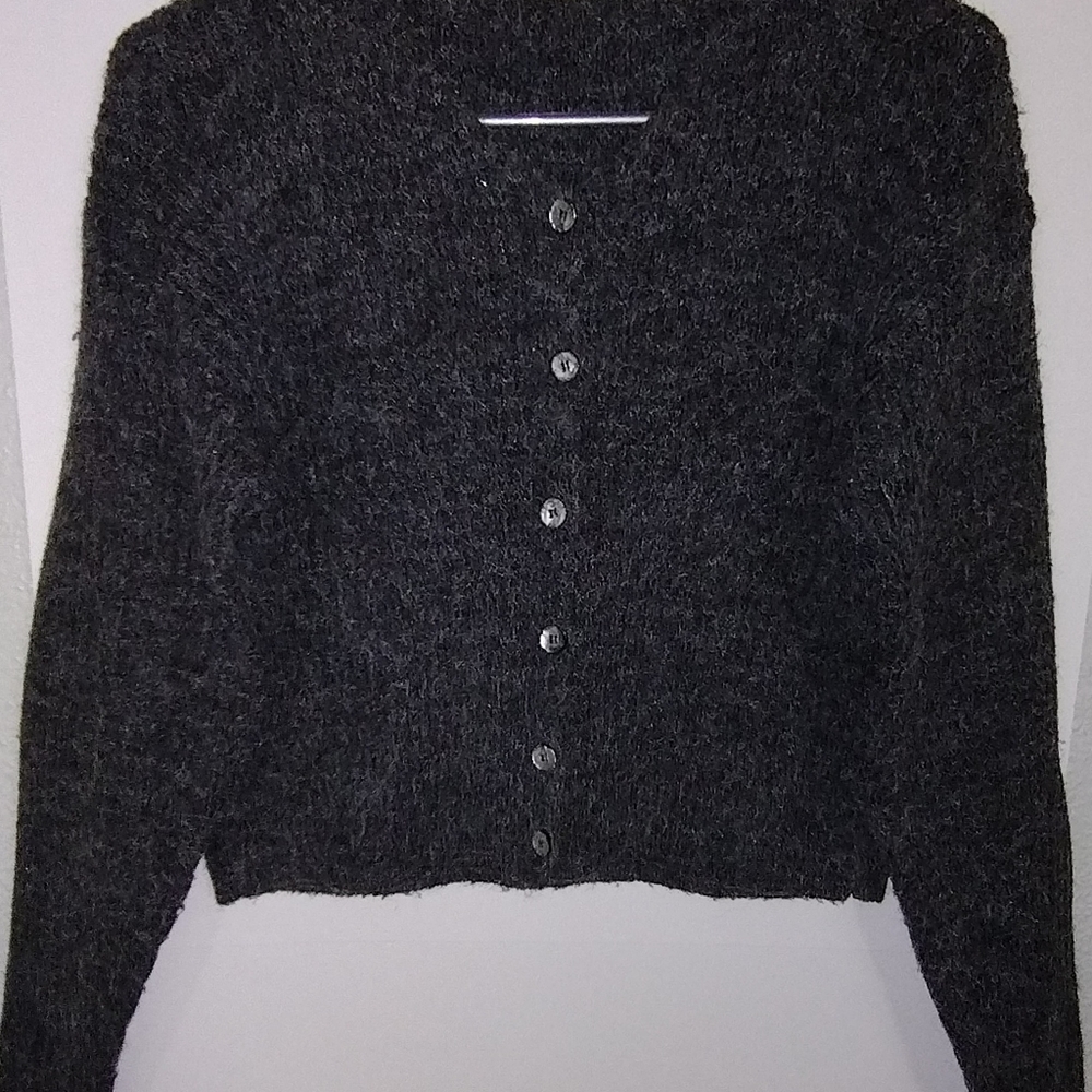 Dark Grey Button Down Sweater